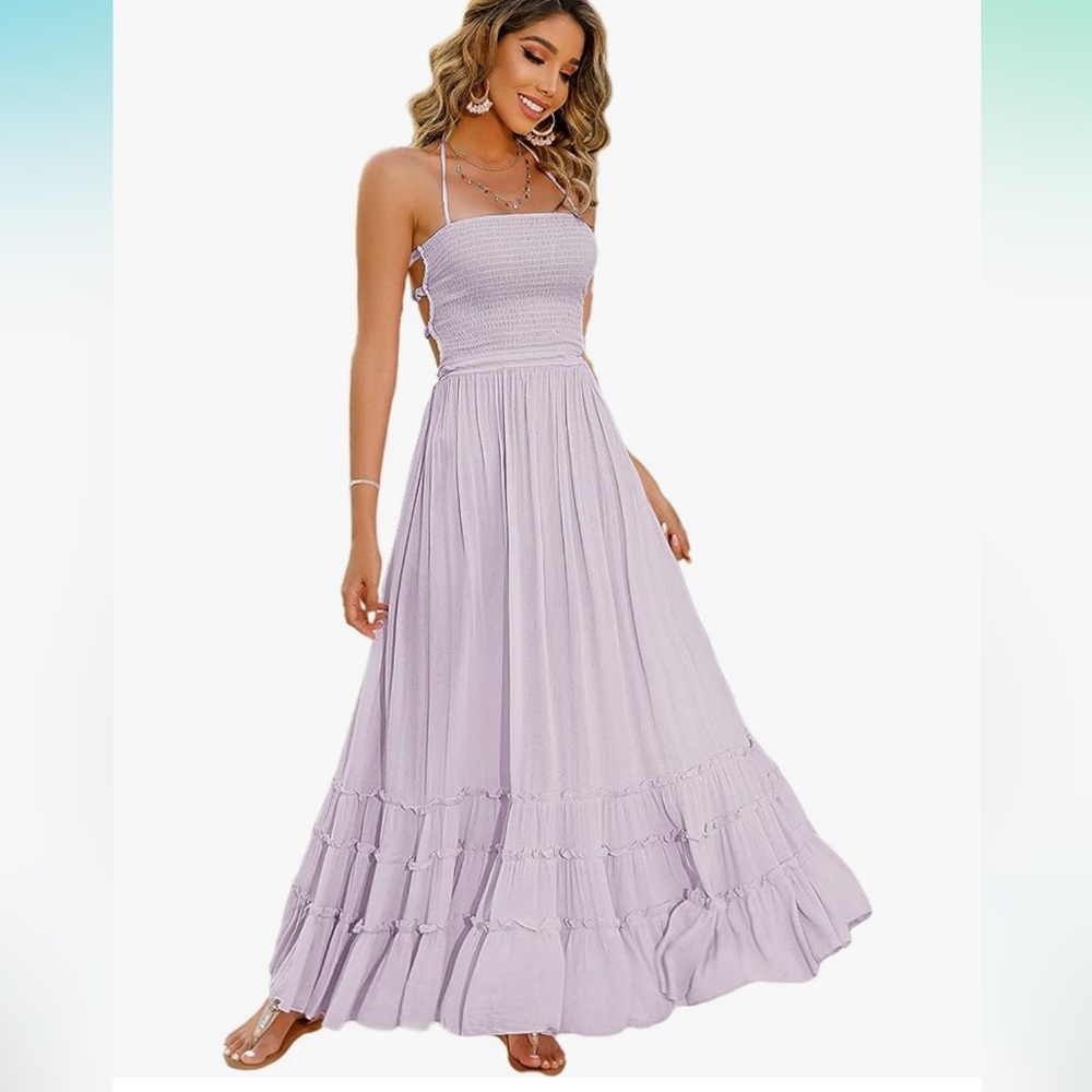 Lavender open back maxi